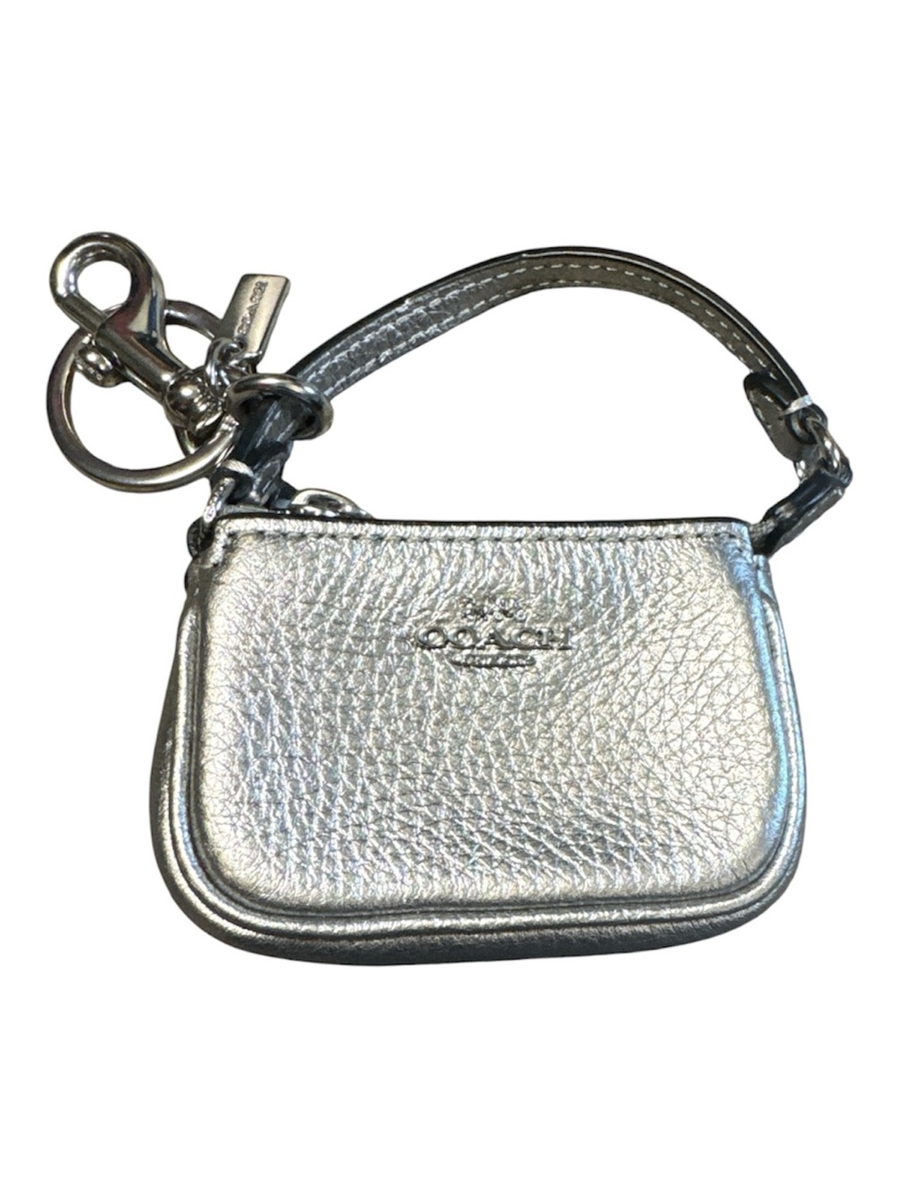 Coach Silver Metallic Mini bag charm Keychain